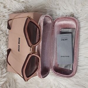 NWOT.  MiuMiu Gold Tone/Pink  Cat Eye Gradient Sunglasses